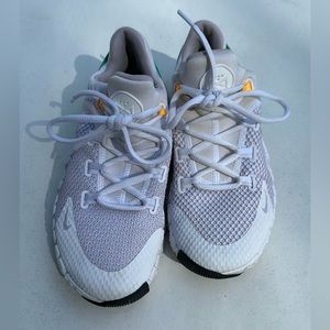 White Nike Sneakers with Green and Orange Details